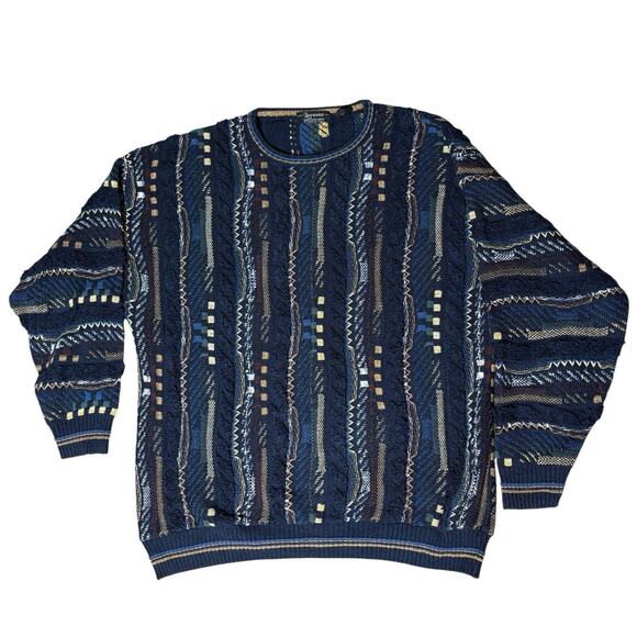 Vintage 90s Lorenzo Men’s Coogi Style Sweater 3D Knit Textured Pullover Size XXL - Picture 1 of 5